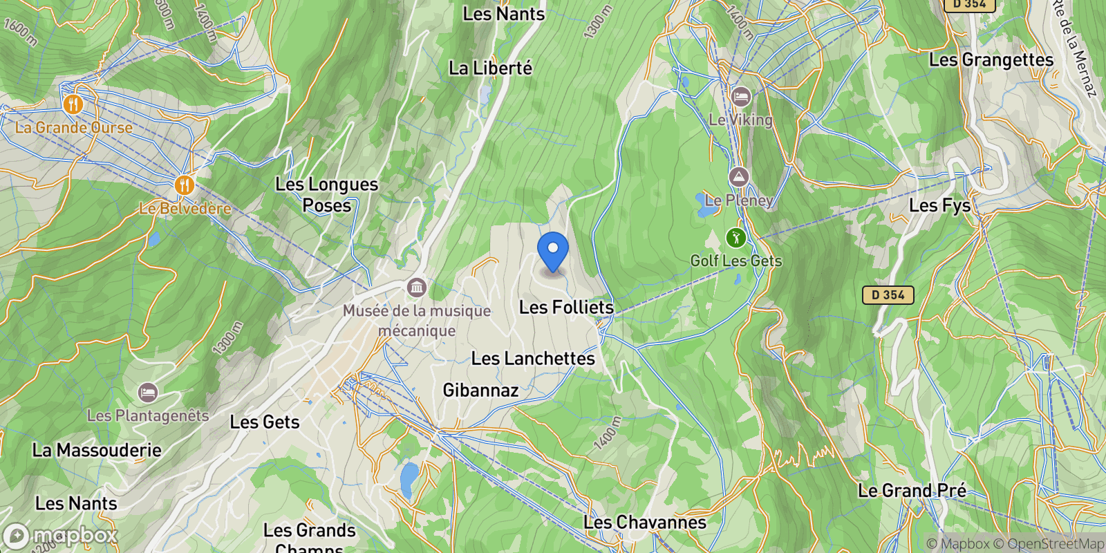 Map showing 1973 Route des chavannes, Les Gets, Auvergne-Rhône-Alpes, France.