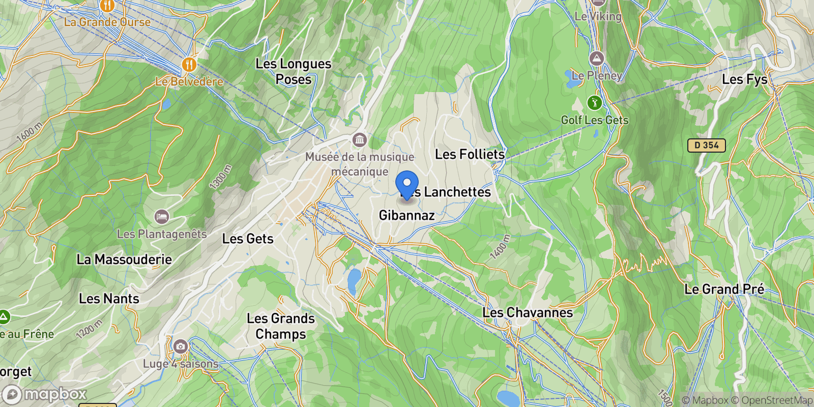 Map showing 955 Route de gibannaz, Les Gets, Auvergne-Rhône-Alpes, France.