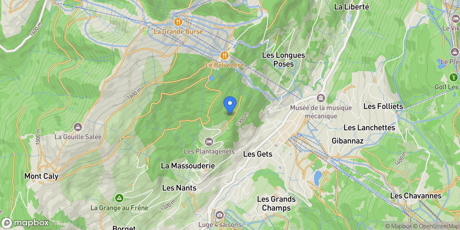 Map showing Les Gets, Auvergne-Rhône-Alpes, France.