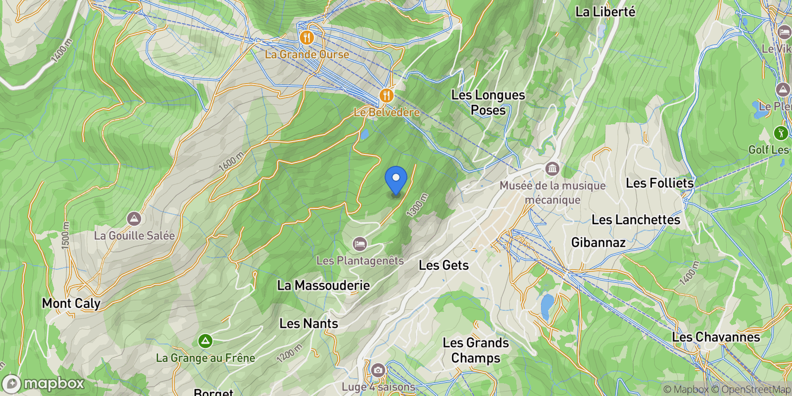 Map showing Les Gets, Auvergne-Rhône-Alpes, France.