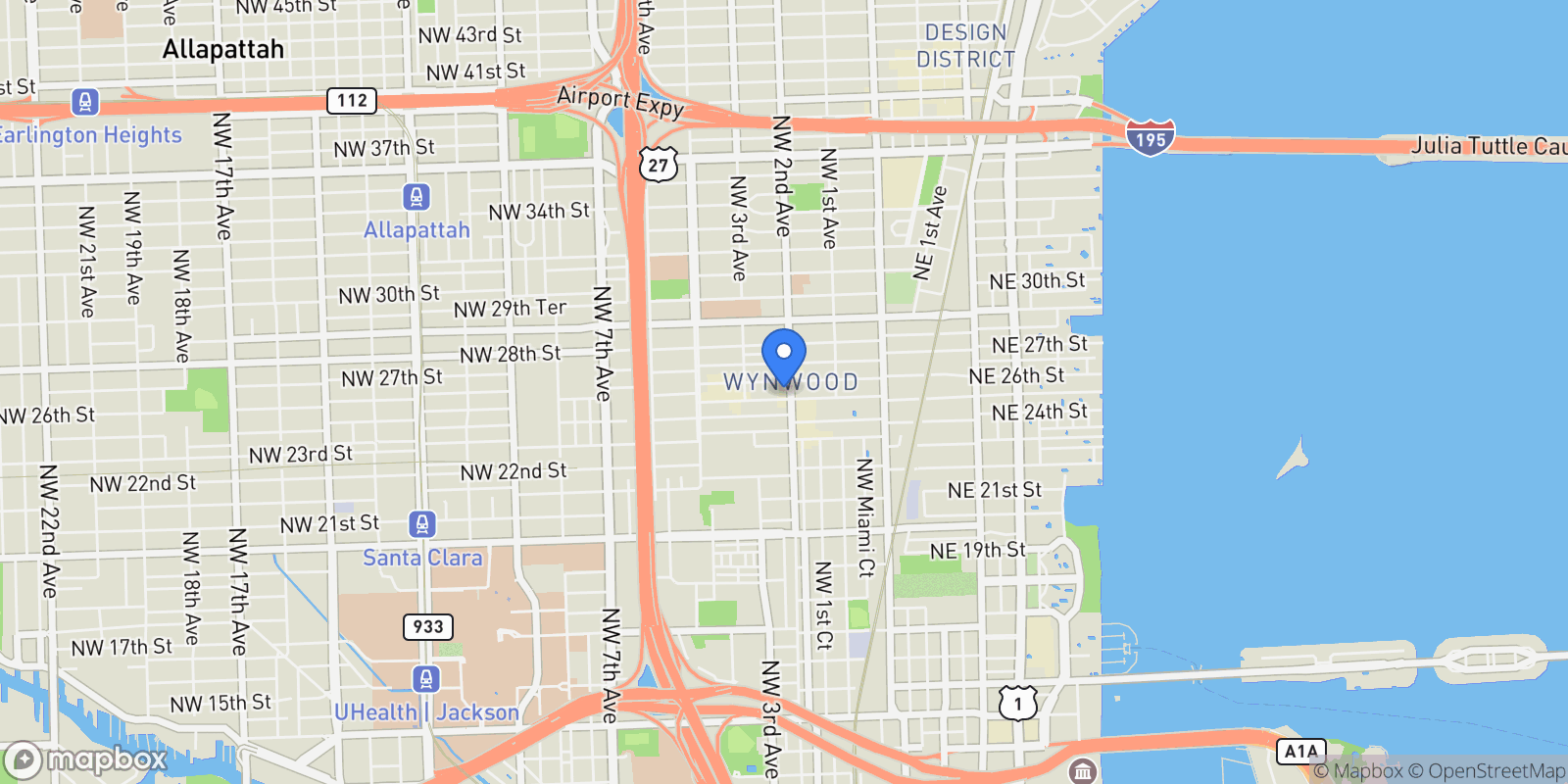 Map showing 2516 NW 2nd Ave, Miami, FL 33127, Miami, Florida, United States.