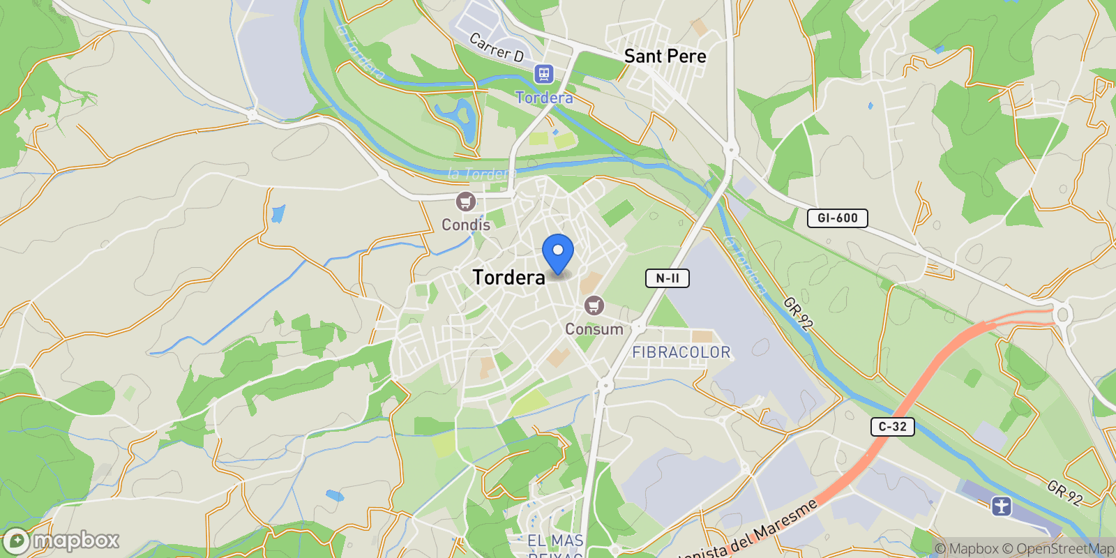 Map showing TORDERA, BARCELONA, TORDERA, Tordera, Catalonia, Spain.