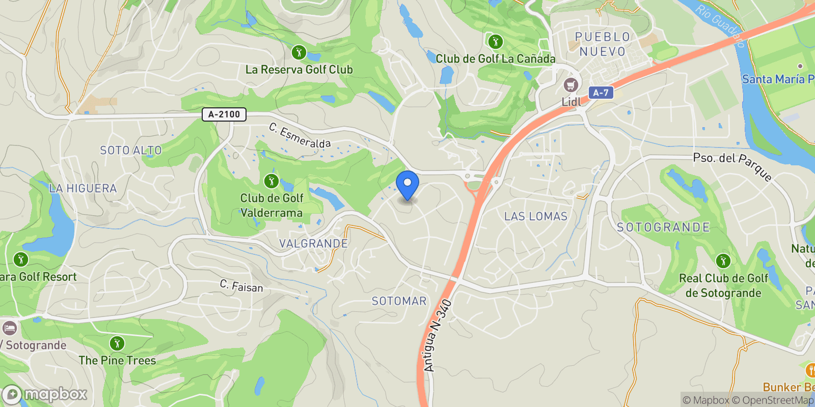 Map showing C Zone, Sotogrande Central, Cadiz, Spain, Sotogrande, San Roque, Andalusia.