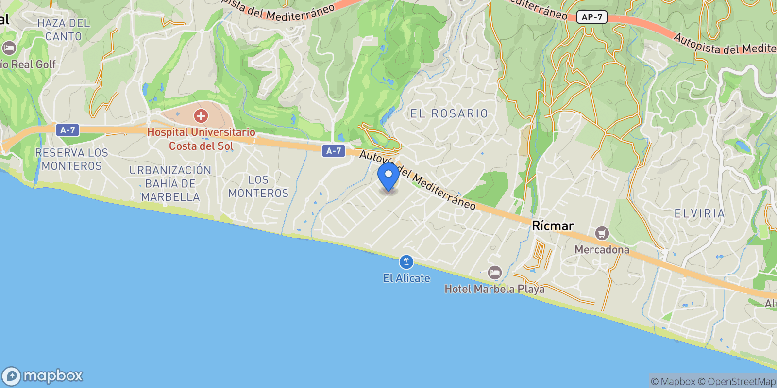 Map showing Marbella, Andalusia, Spain.
