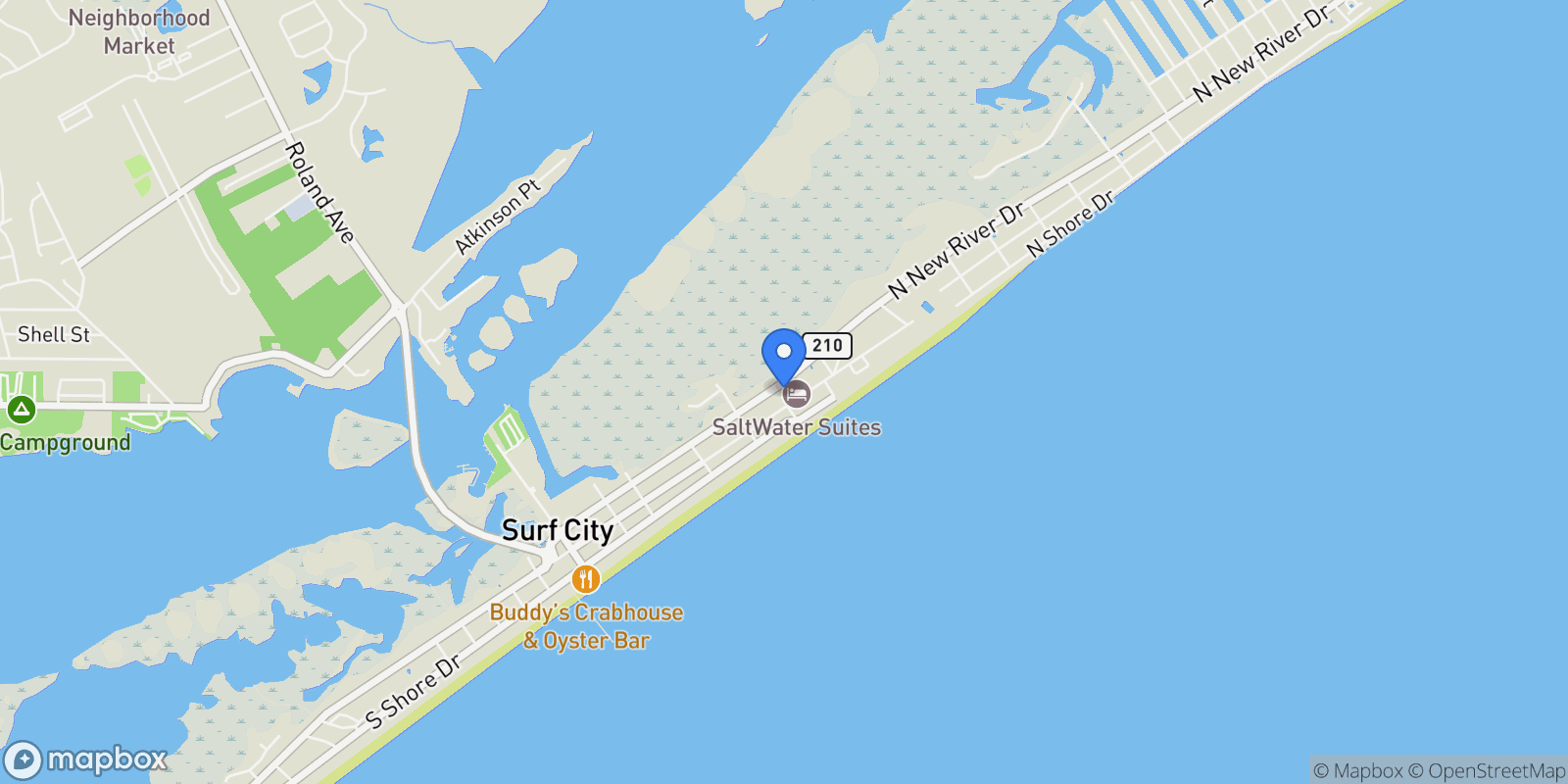 Map showing 604 New River Inlet Road , North Topsail Beach, NC 28460, Surf City, North Carolina, United States.
