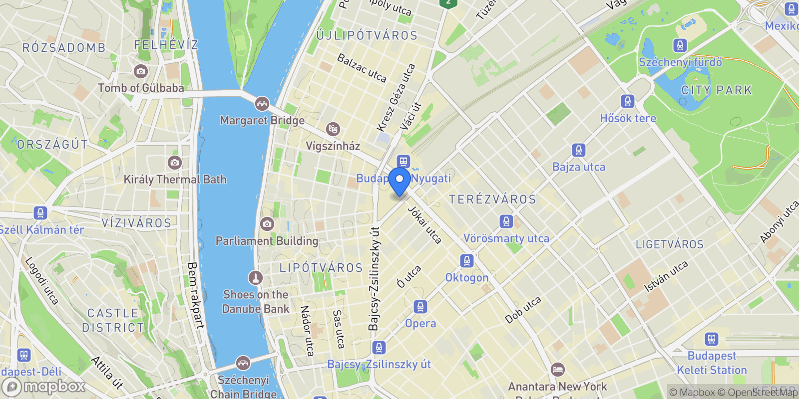 Map showing Budapest, Podmaniczky u. 18, 1065 Hungary, Budapest, Budapest, Hungary.