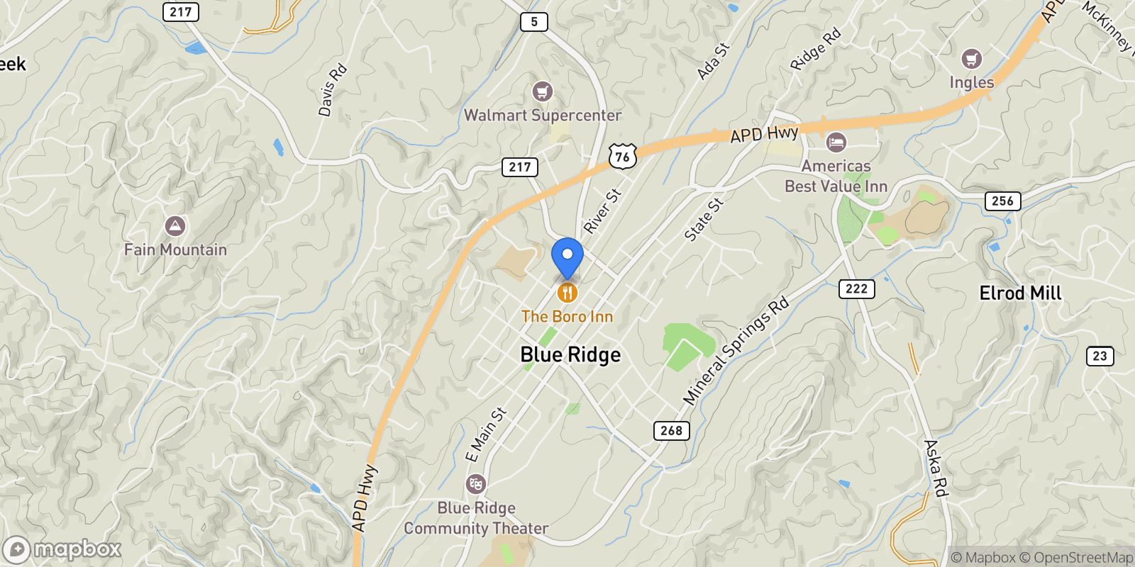 Map showing Blue Ridge, Georgia, United States.
