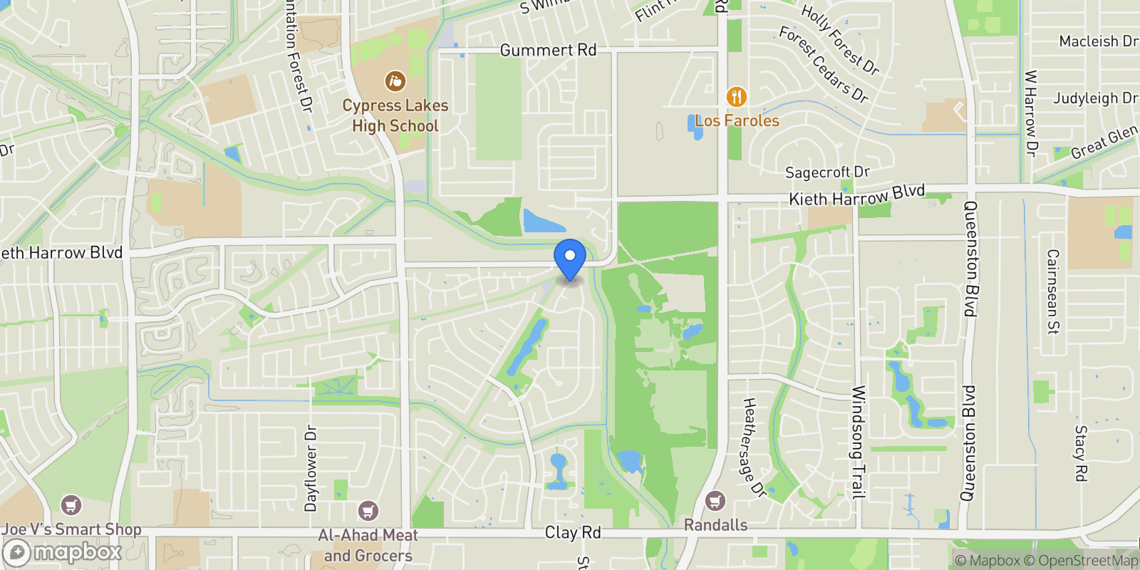 Map showing 4971 Valley White Oak Lane, Houston, TX 77084, Houston, Texas, United States.