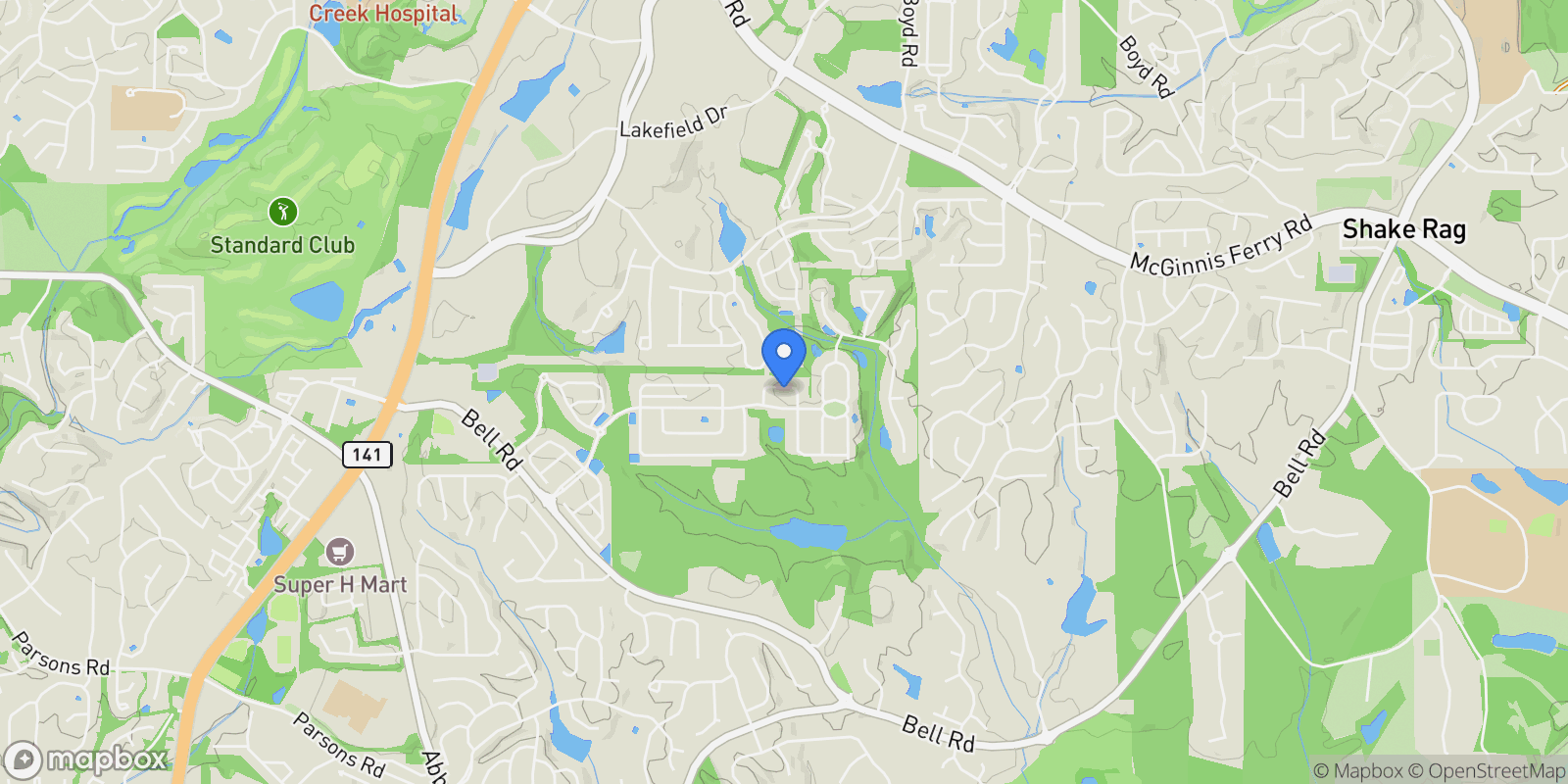 Map showing 828 Olmsted Lane, Johns Creek, Georgia, United States.