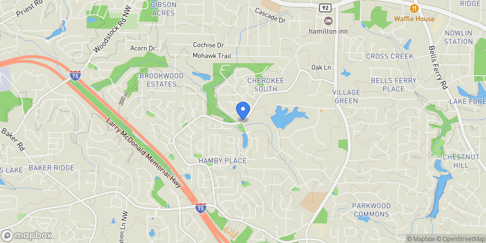 Map showing 0 Hamby Road, Acworth, Georgia, United States.
