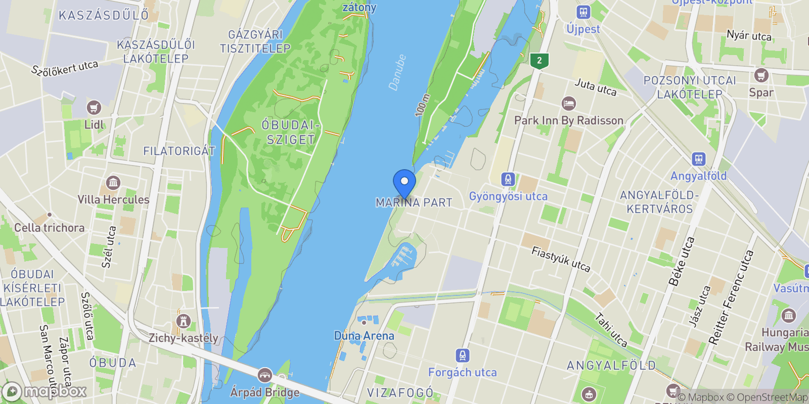 Map showing Budapest, Marina stny., 1138 Hungary, Budapest, Budapest, Hungary.