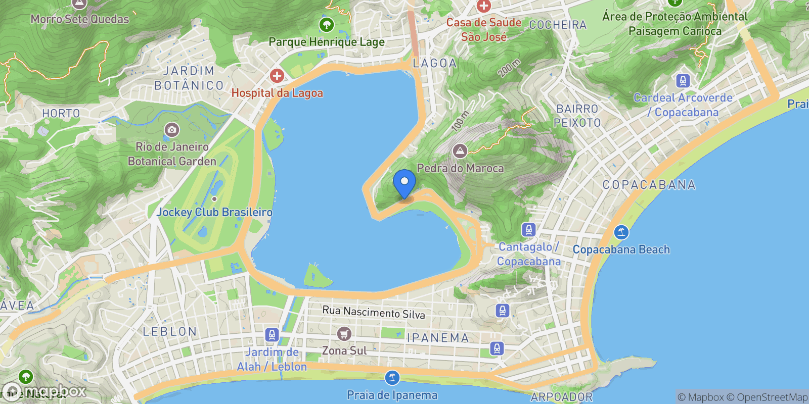 Map showing Av. Epitácio Pessoa - Lagoa, Rio de Janeiro - RJ, Brazil, Rio de Janeiro, State of Rio de Janeiro, Brazil.