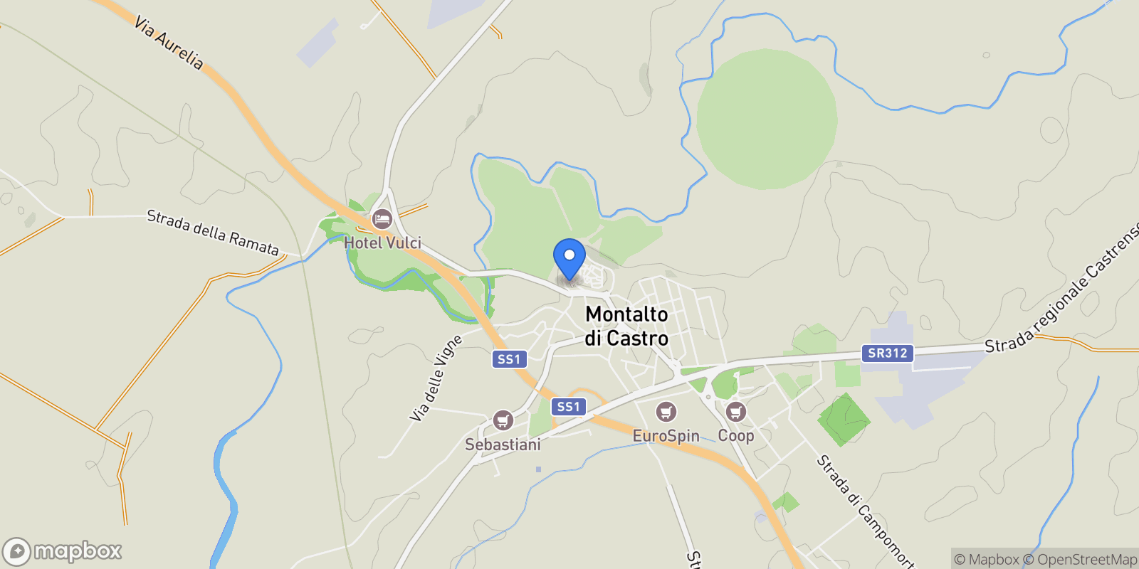 Map showing Strada Tavolaro, Montalto di Castro, Lazio, Italy.