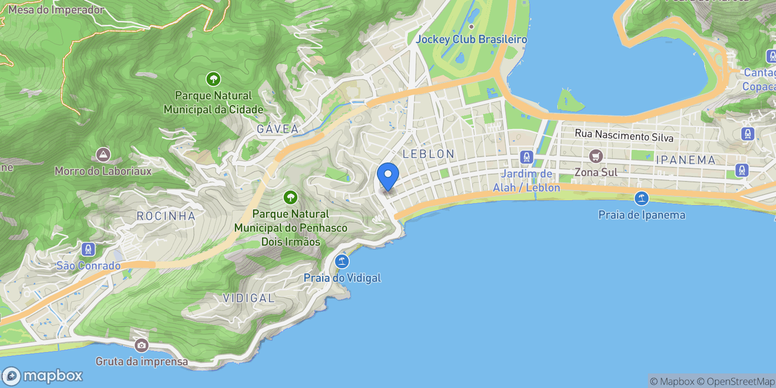 Map showing R. Jerônimo Monteiro - Leblon, Rio de Janeiro - RJ, 22431-070, Brazil, Rio de Janeiro, State of Rio de Janeiro, Brazil.