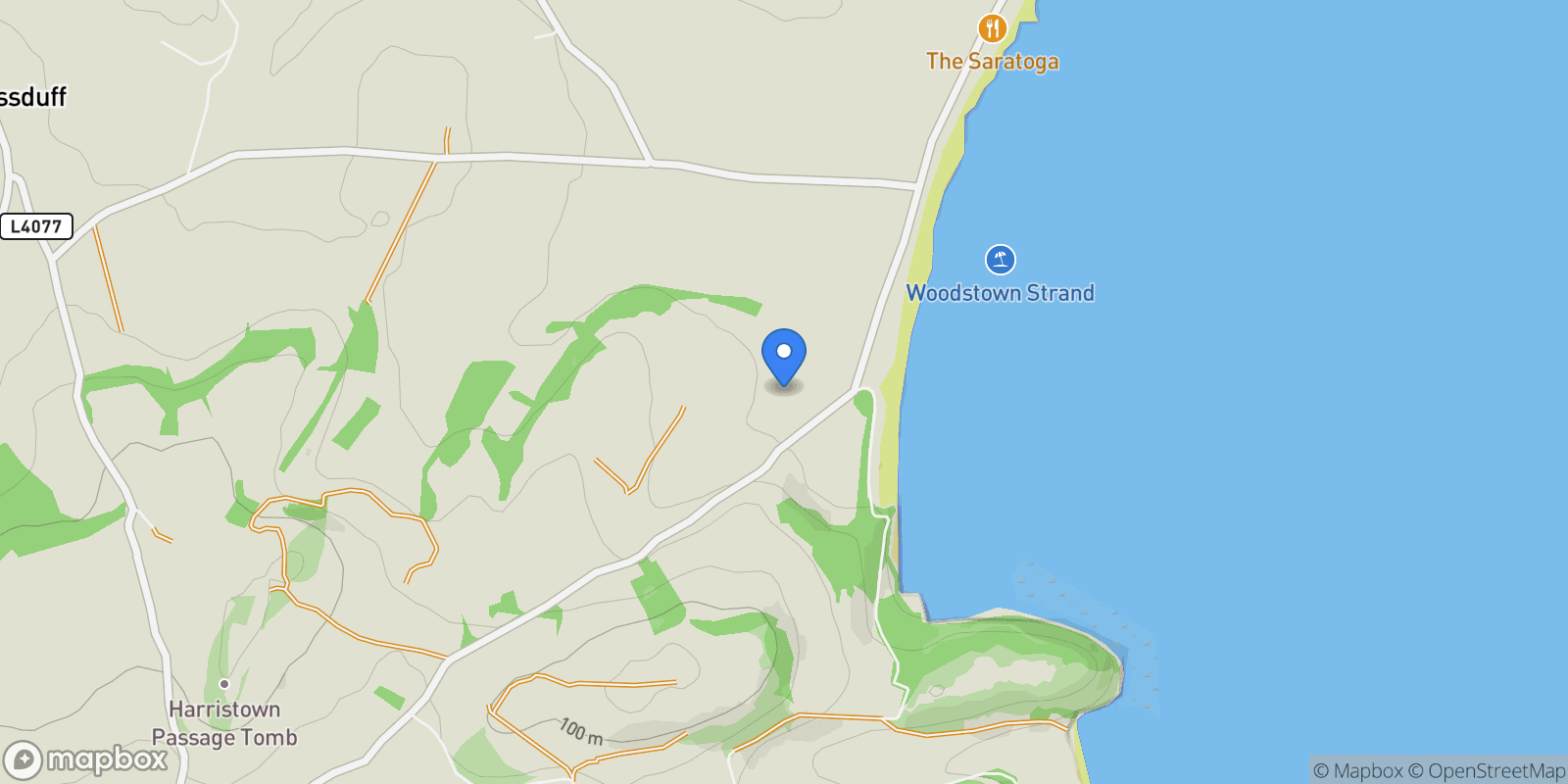 Map showing Oyster Bay Lodge Ballyglan Woodstown, Co. Waterford, WD X91 D8X5, Woodstown, County Waterford, Ireland.