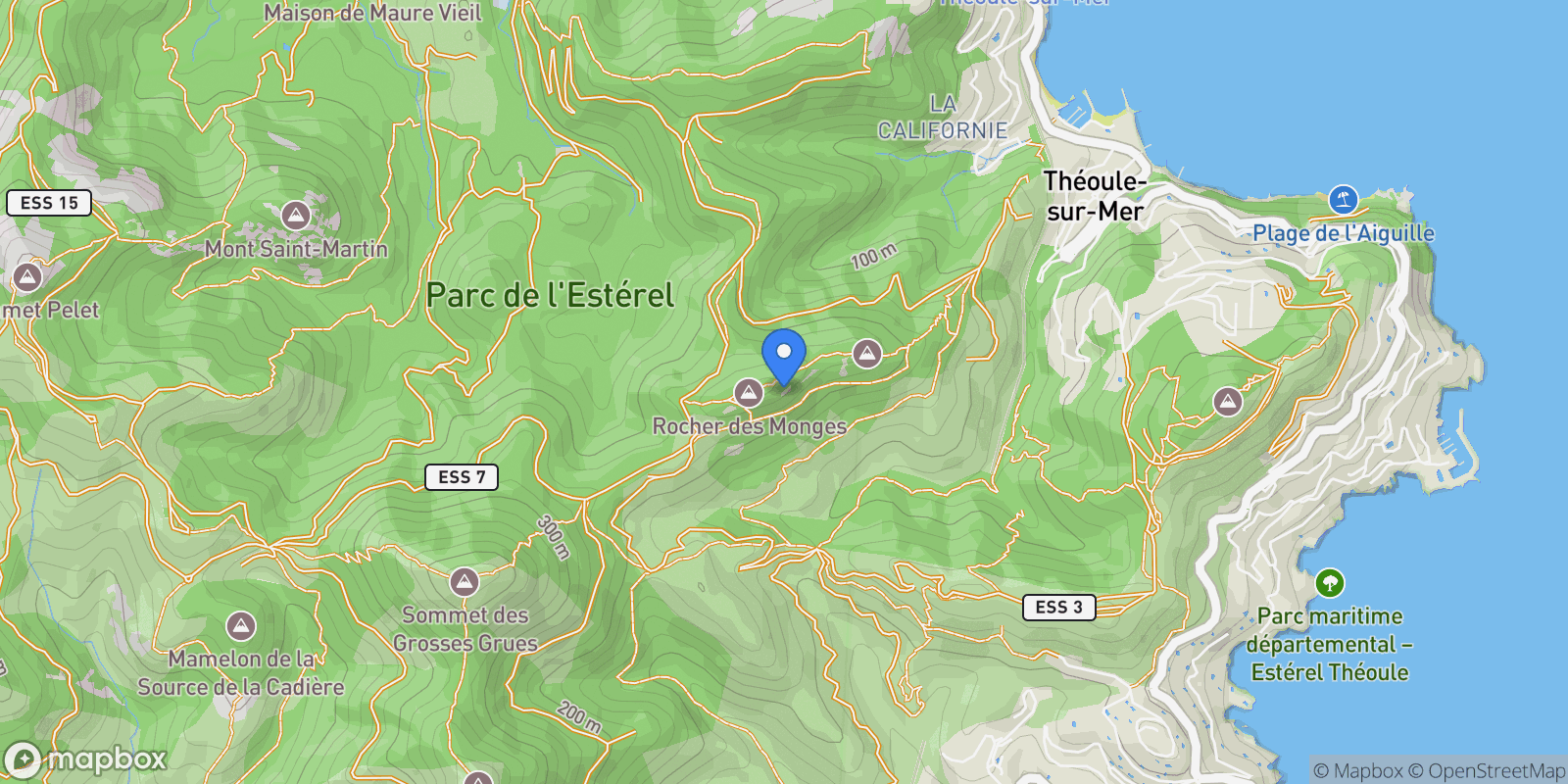 Map showing Théoule-sur-Mer, Provence-Alpes-Côte d'Azur, France.