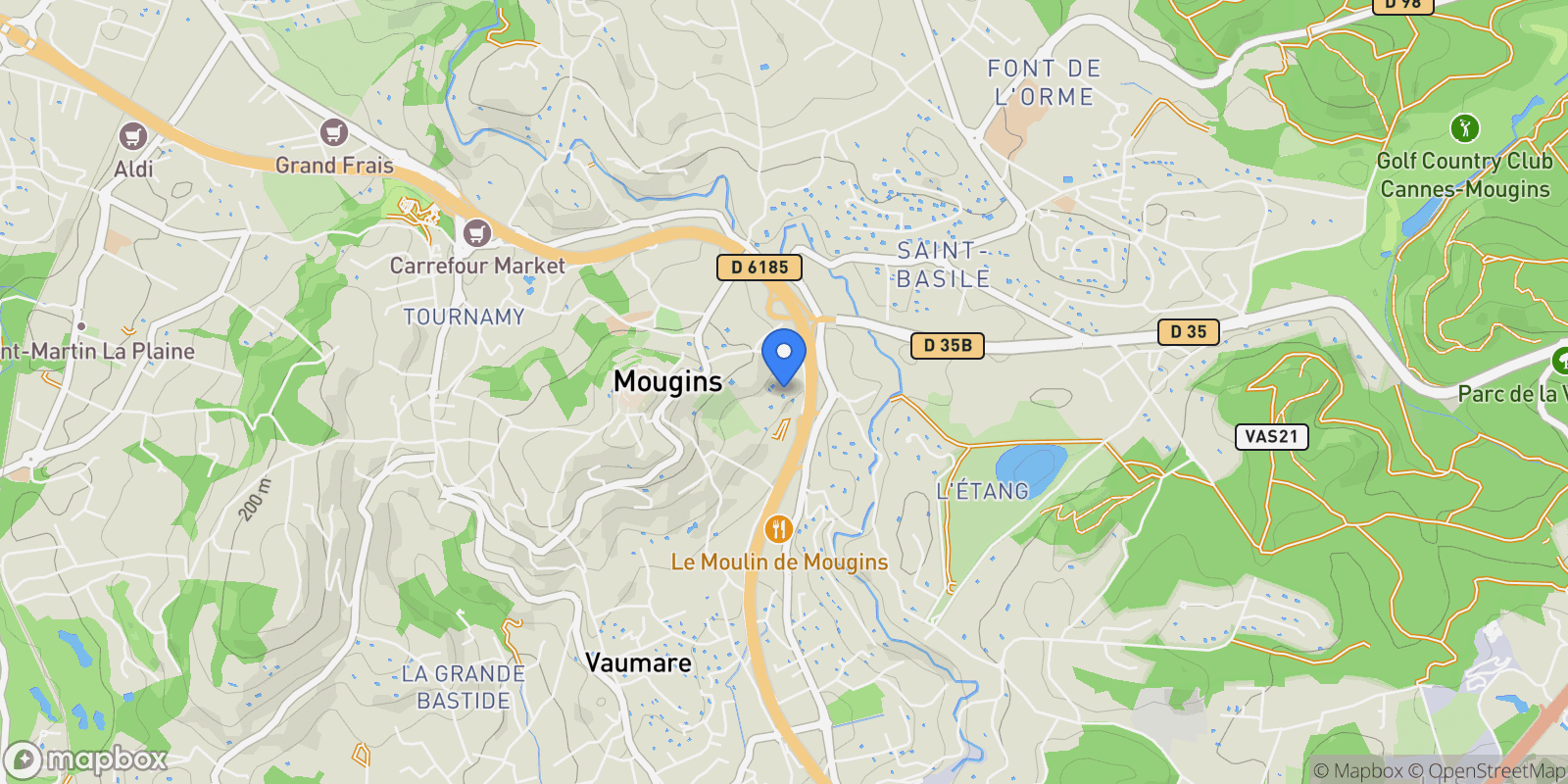 Map showing Mougins, Provence-Alpes-Côte d'Azur, France.