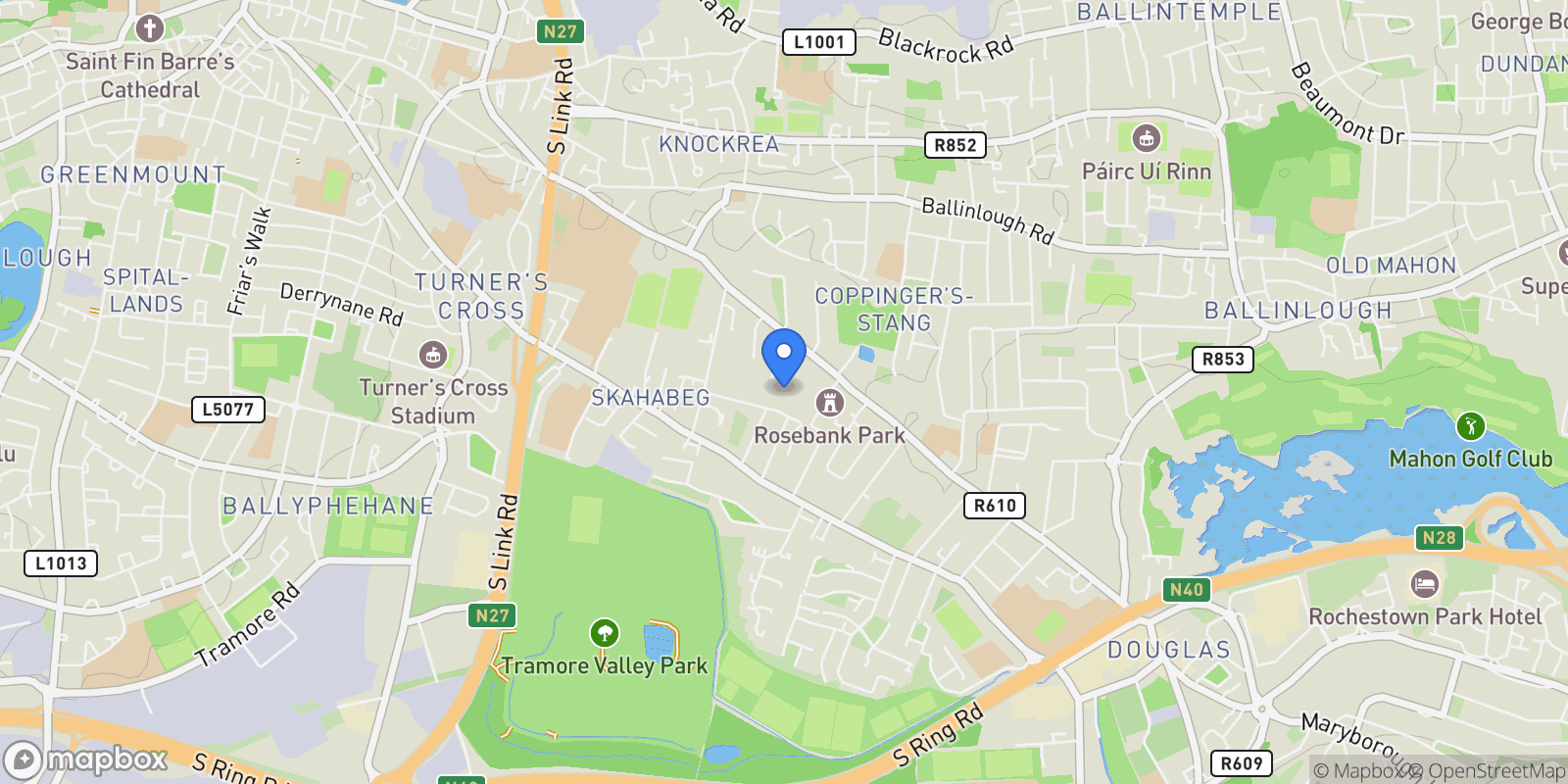 Map showing Chartwell Douglas Road Douglas, Cork City, CO T12 YR8R, Cork, County Cork, Ireland.