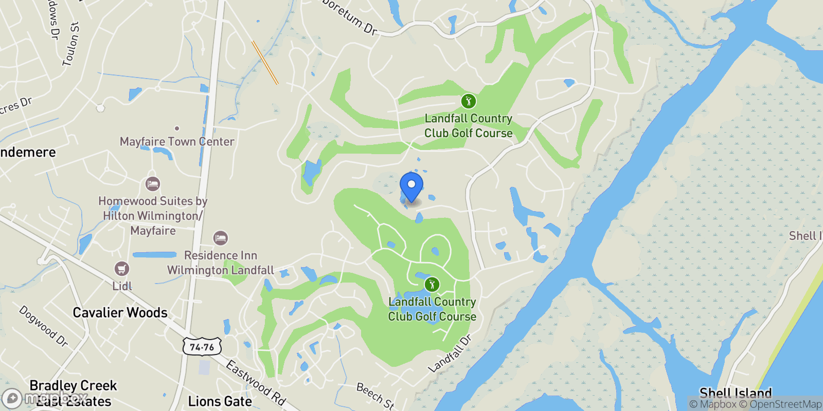 Map showing 2005 Spanish Wells Drive , Wilmington, NC 28405, Wilmington, North Carolina, United States.