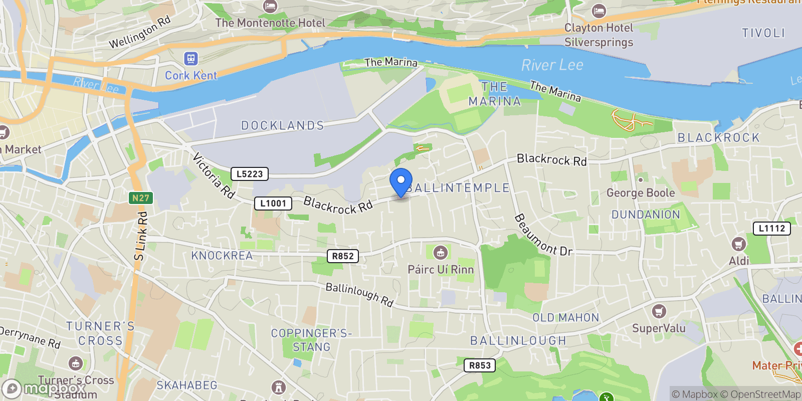 Map showing Glenmalure & Kilmourne House Blackrock Road, Cork, CO T12KP2R, Cork, County Cork, Ireland.