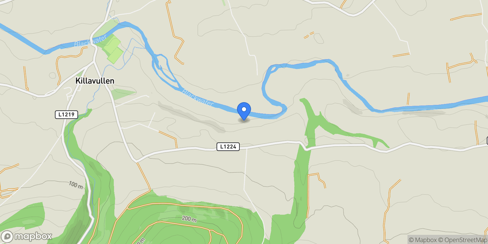 Map showing Carrigacunna Castle Killavullen Mallow, Co Cork, CO P51 X043, Barnagore, County Cork, Ireland.