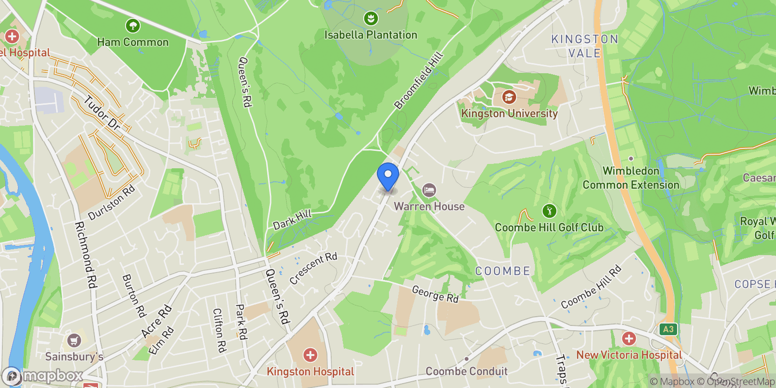 Map showing Fairlawn Close, Kingston upon Thames, England, United Kingdom.