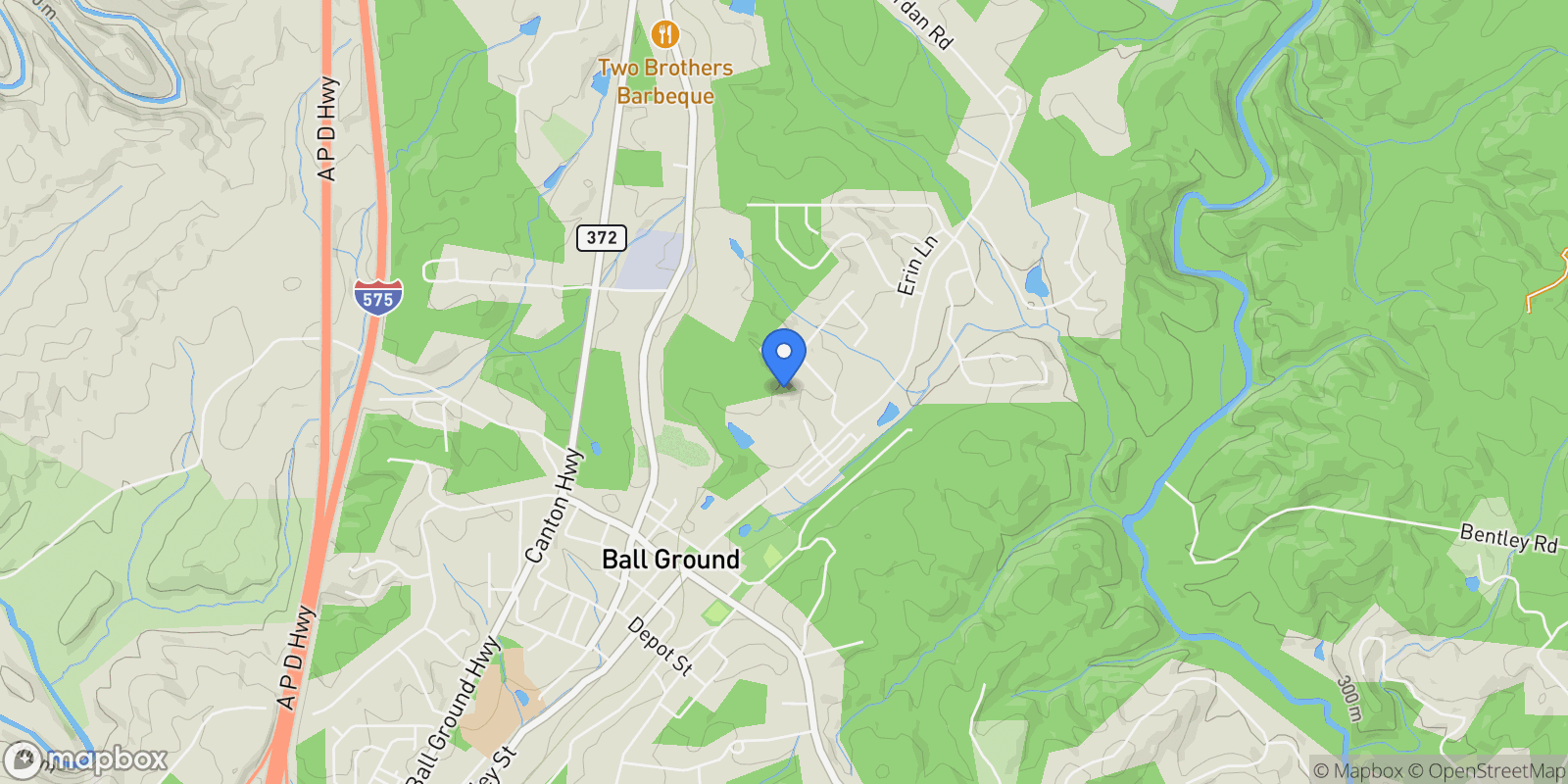 Map showing Ball Ground, Georgia, United States.