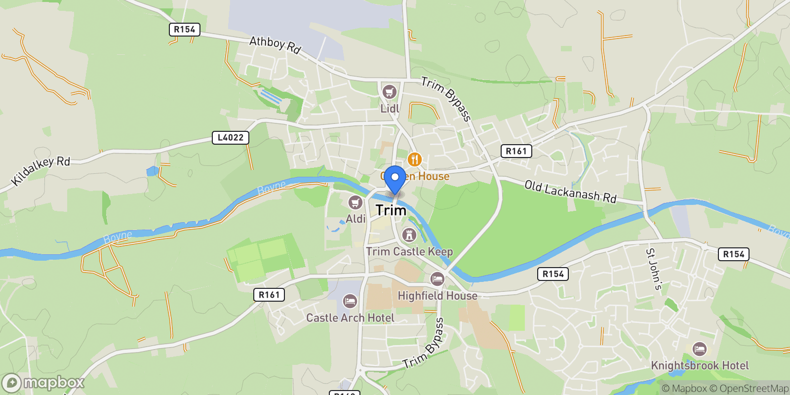 Map showing Bridge Street, Trim, Co. Meath, Trim, County Meath, Ireland.