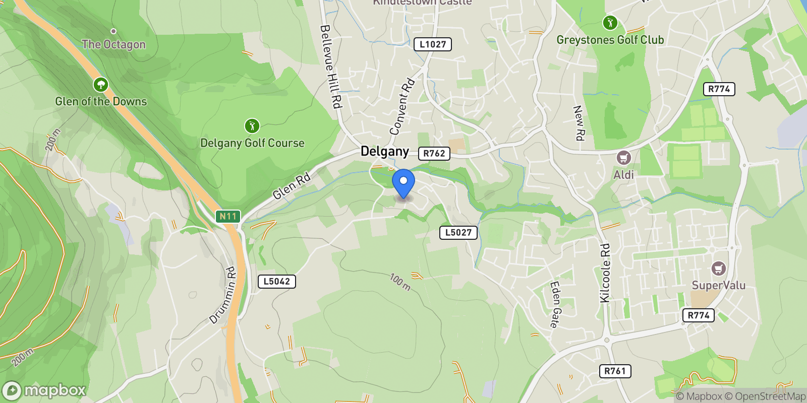 Map showing Struan Hill House, Struan Hill, Delgany, County Wicklow, Ireland.