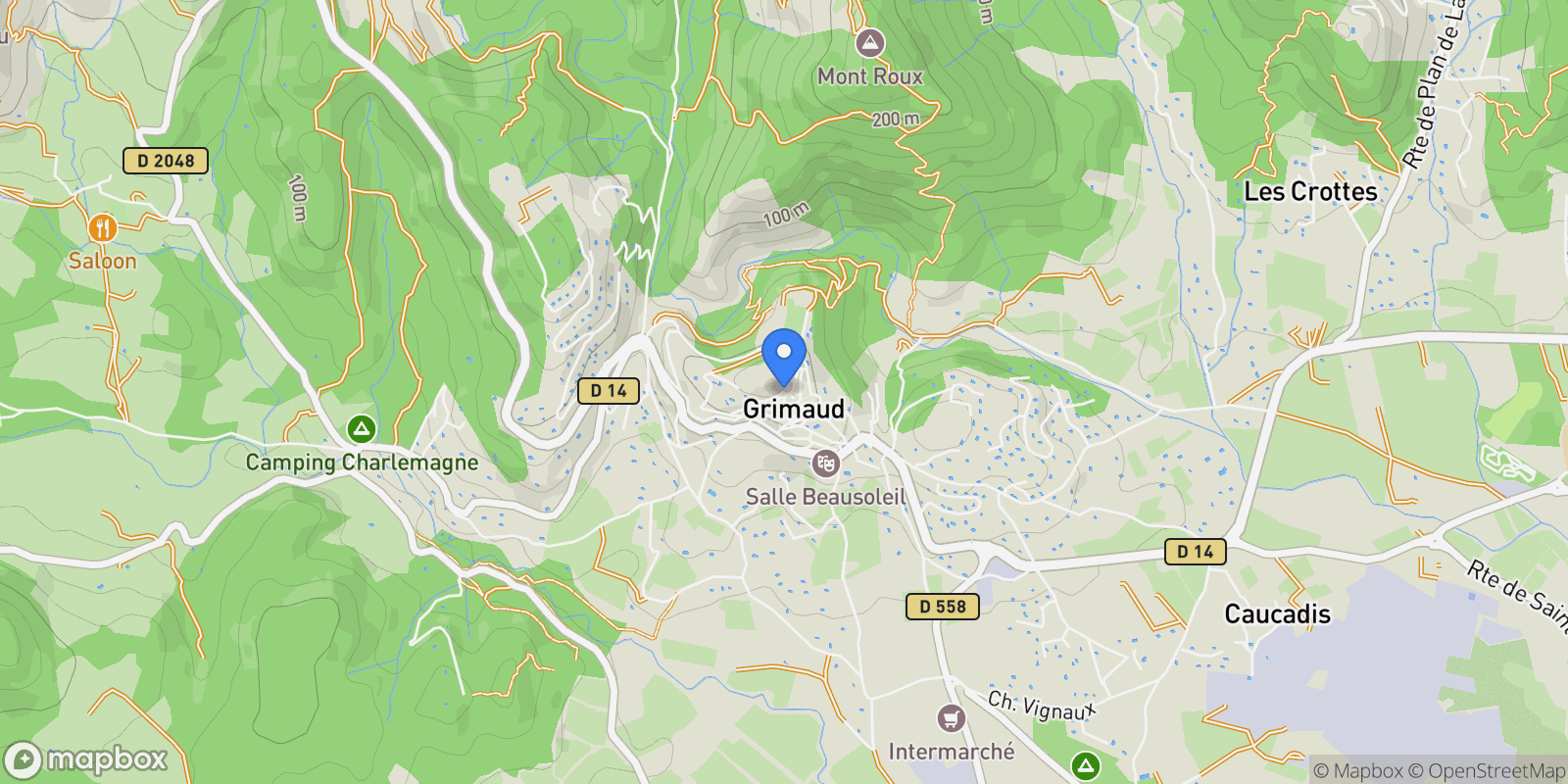 Map showing Grimaud, Provence-Alpes-Côte d'Azur, France.