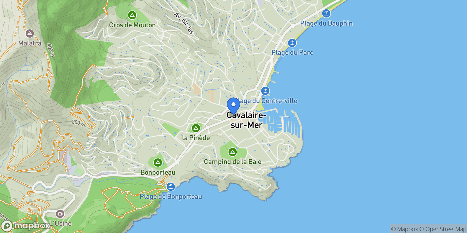 Map showing Cavalaire-sur-Mer, Provence-Alpes-Côte d'Azur, France.