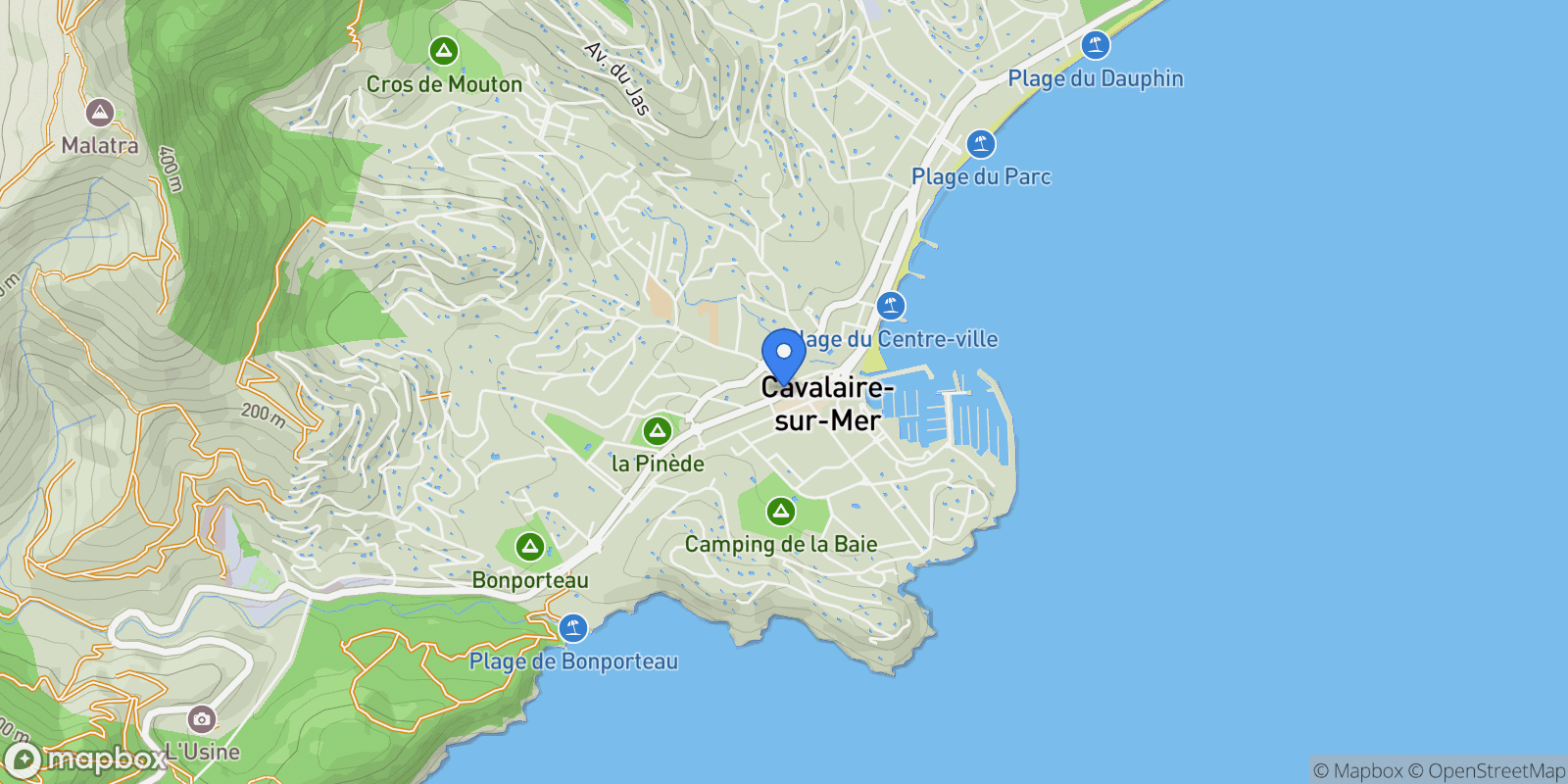 Map showing Cavalaire-sur-Mer, Provence-Alpes-Côte d'Azur, France.