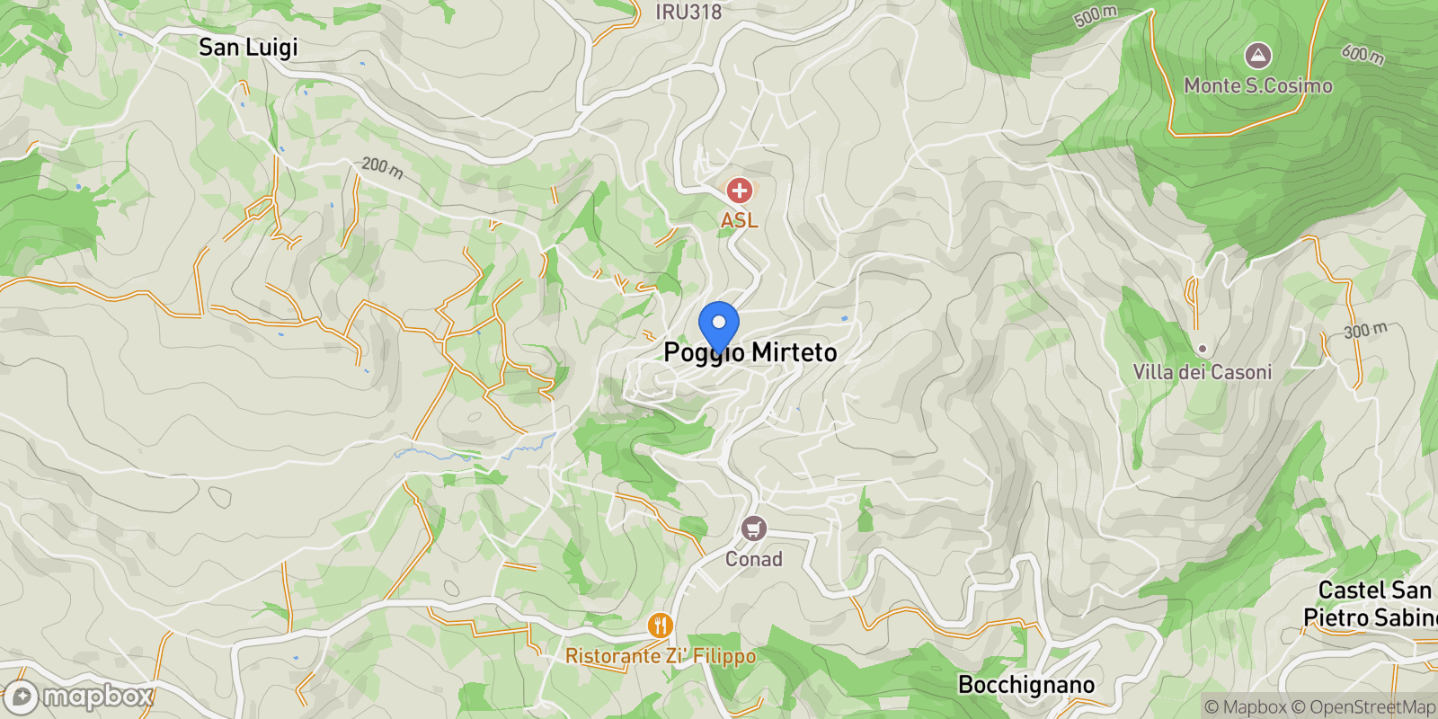 Map showing 02047 Poggio Mirteto, Province of Rieti, Italy, Poggio Mirteto, Lazio, Italy.