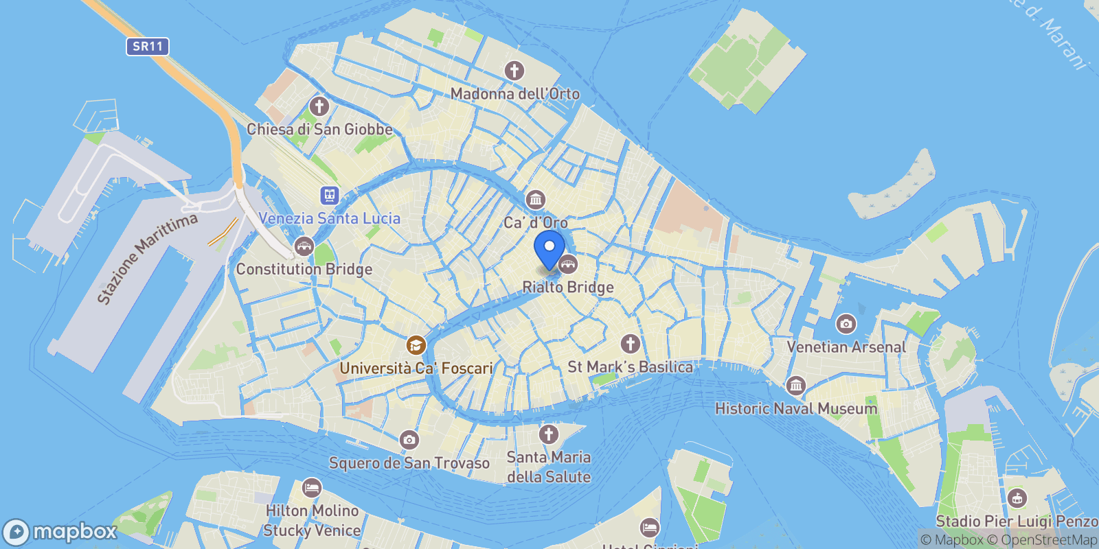 Map showing Riva del Vin, 30125 Venezia VE, Italy, Venice, Veneto, Italy.