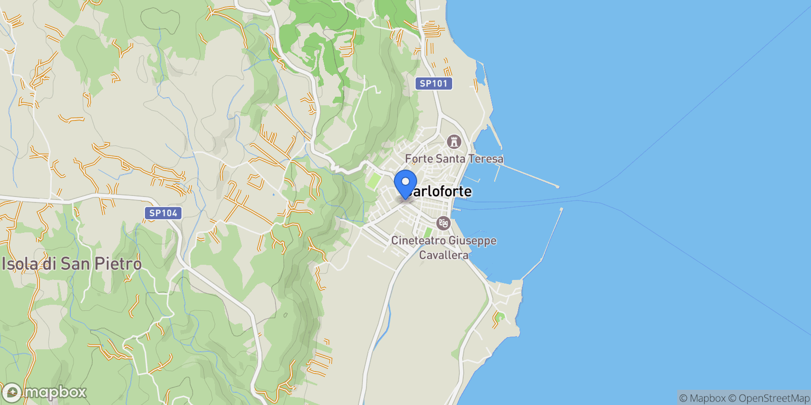 Map showing 09014 Carloforte, Province of South Sardinia, Italy, Carloforte, Sardinia, Italy.