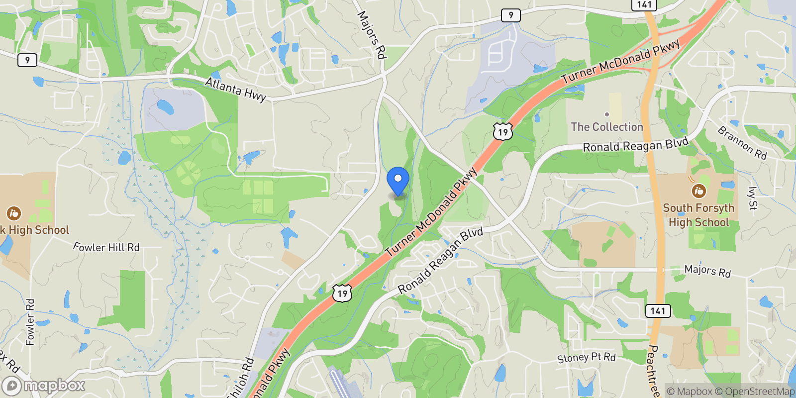 Map showing Cumming, Georgia, United States.