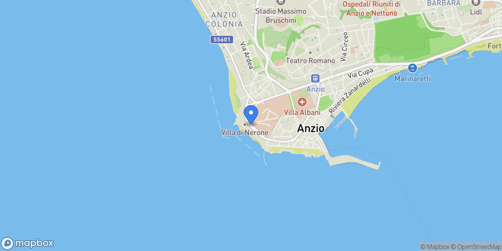 Map showing Via Fanciulla d’Anzio, 00042 Anzio RM, Italy, Anzio, Lazio, Italy.