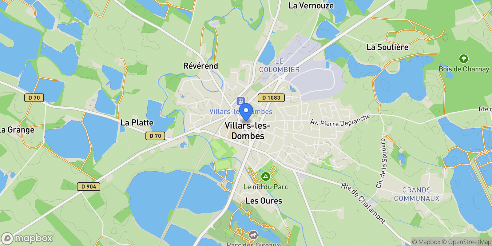 Map showing 01330 Villars-les-Dombes, France, Villars-les-Dombes, Auvergne-Rhône-Alpes, France.