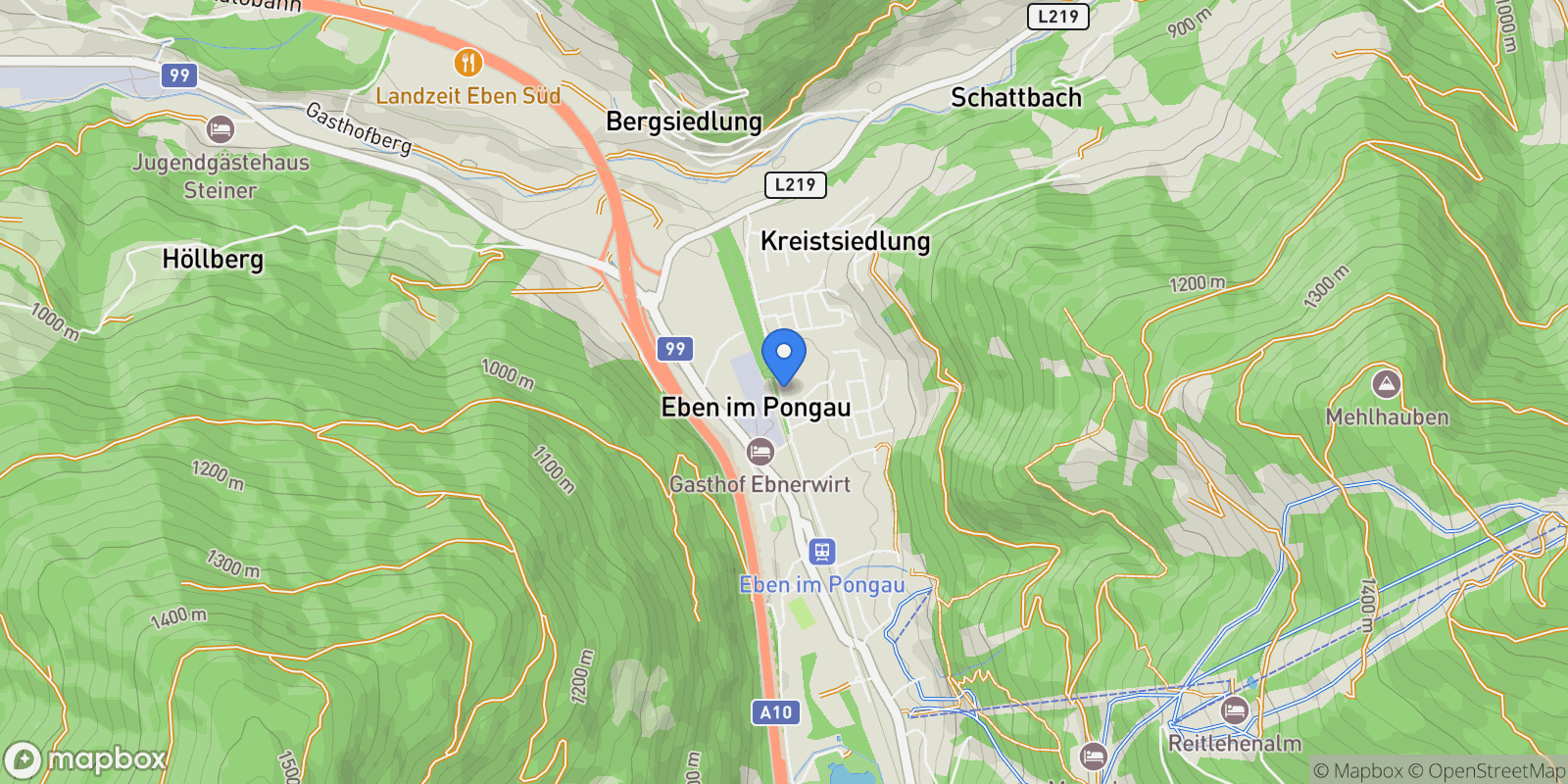 Map showing Eben im Pongau, Salzburg, Austria.