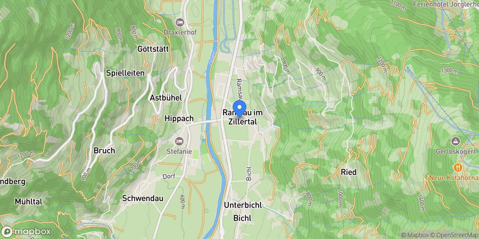 Map showing Ramsau im Zillertal, Tyrol, Austria.