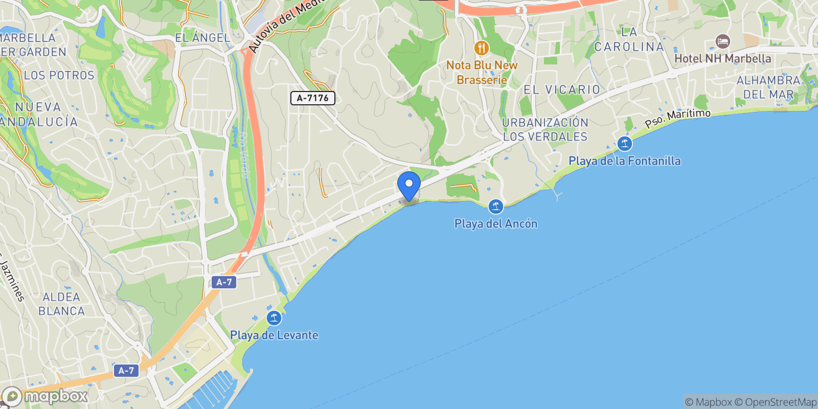 Map showing Golden Mile, Andalusia, Spain.
