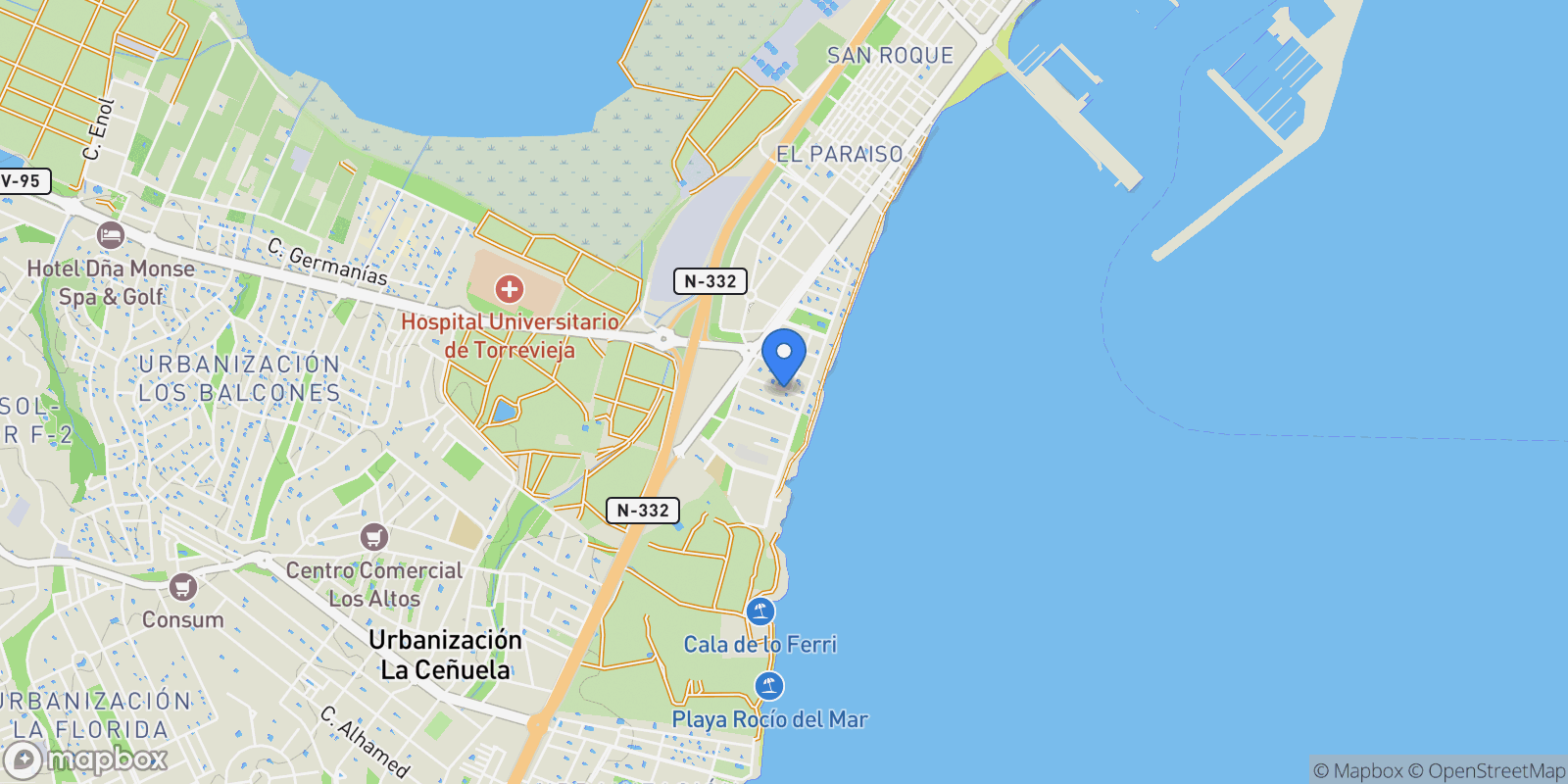 Map showing Torrevieja, Valencian Community, Spain.