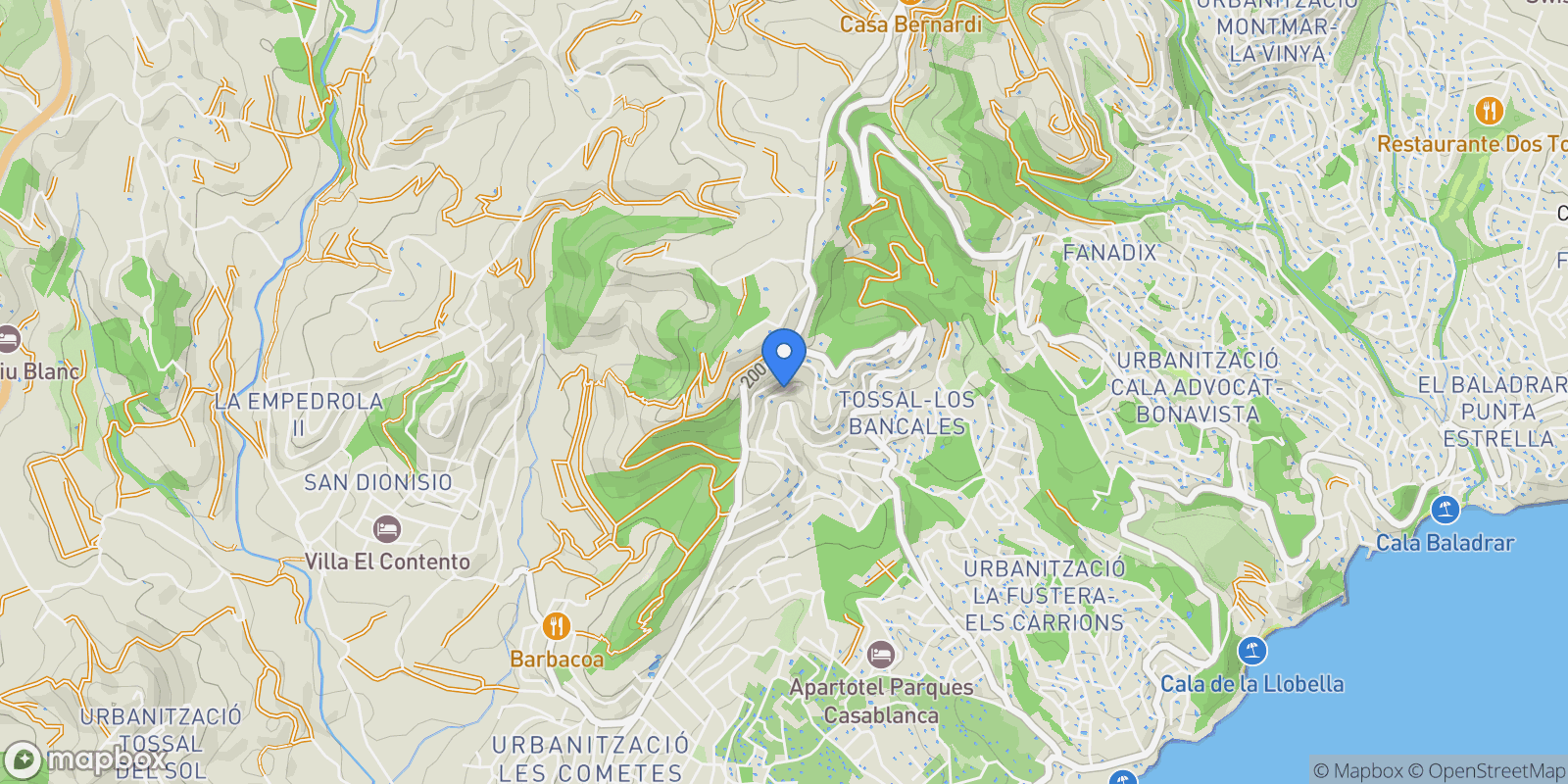 Map showing Benissa, Valencian Community, Spain.