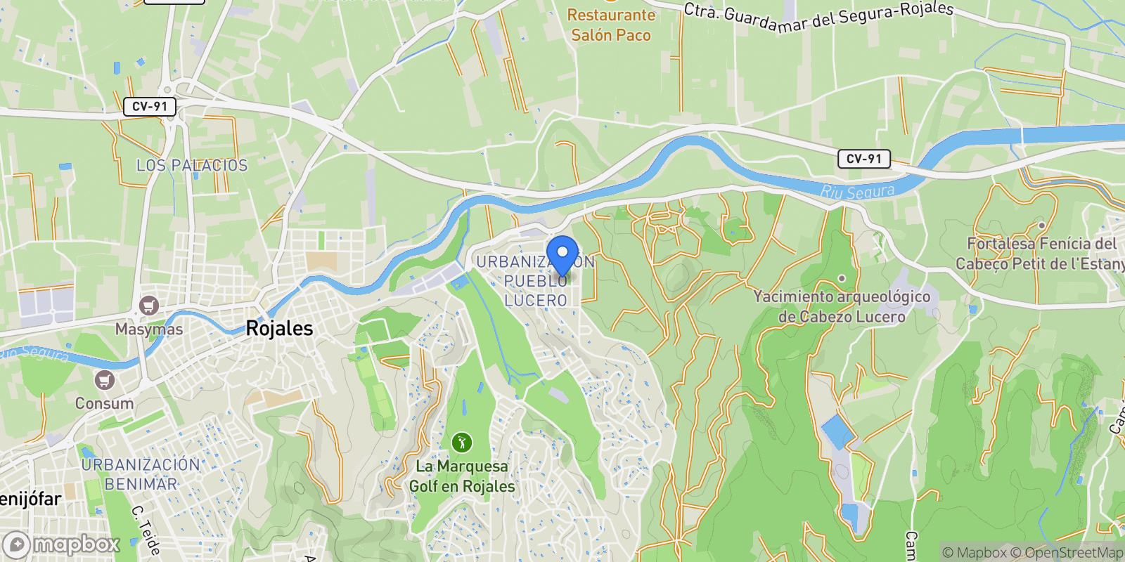 Map showing Ciudad Quesada, Rojales, Valencian Community.