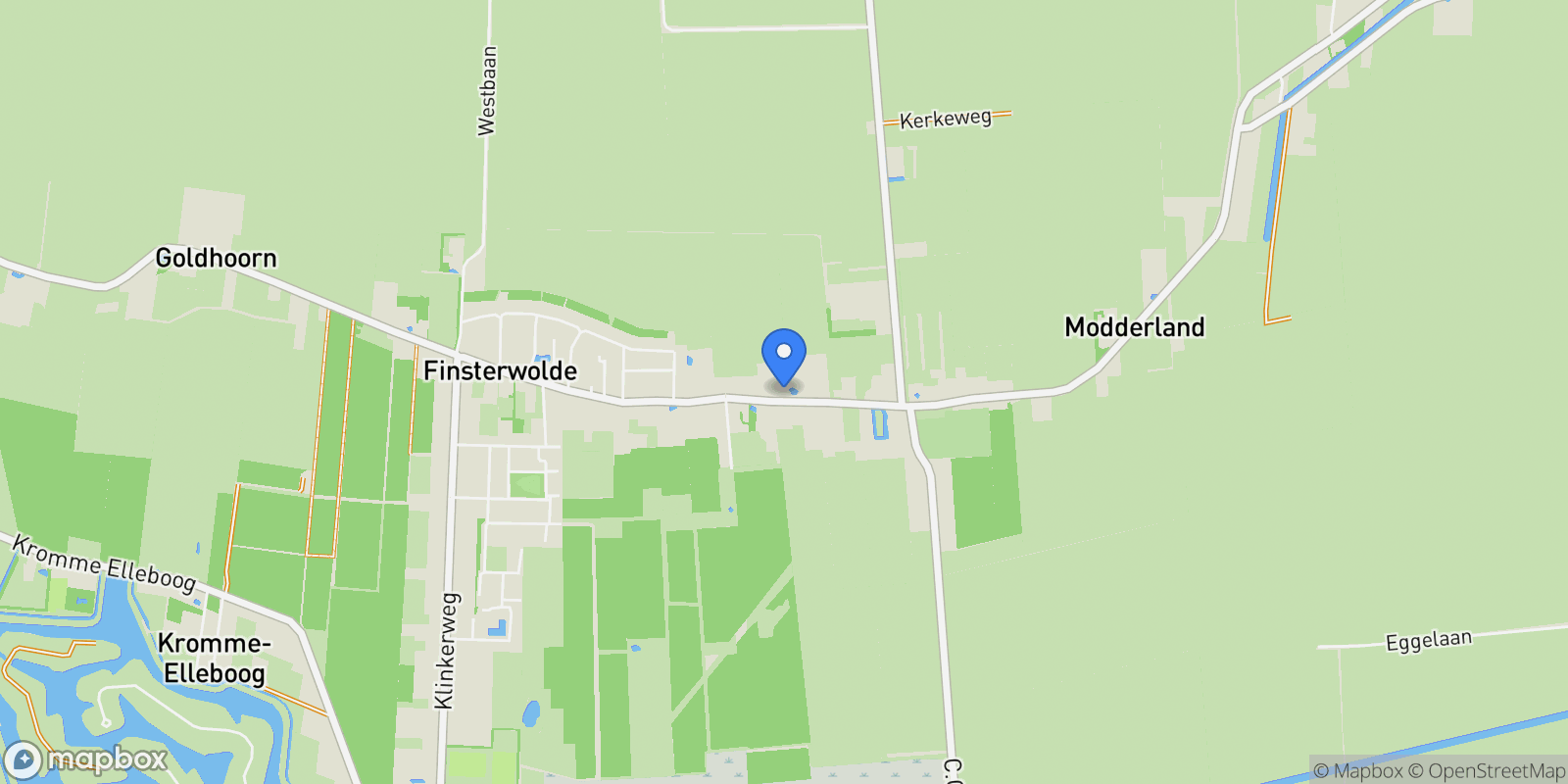 Map showing Hoofdweg 34, Finsterwolde, Groningen, Netherlands.