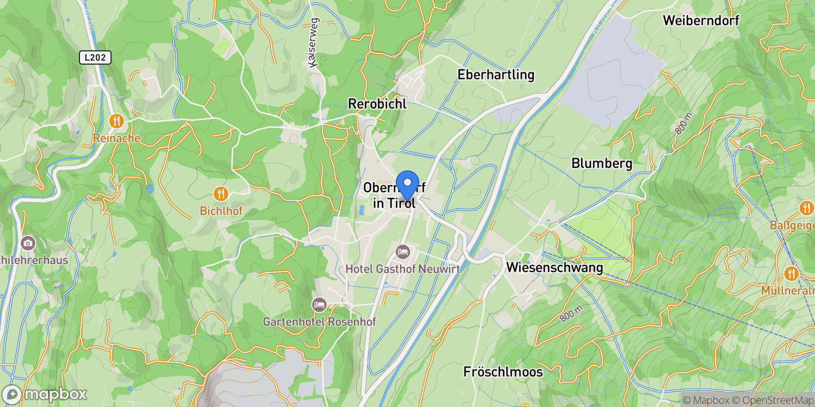 Map showing Oberndorf in Tirol, Tyrol, Austria.