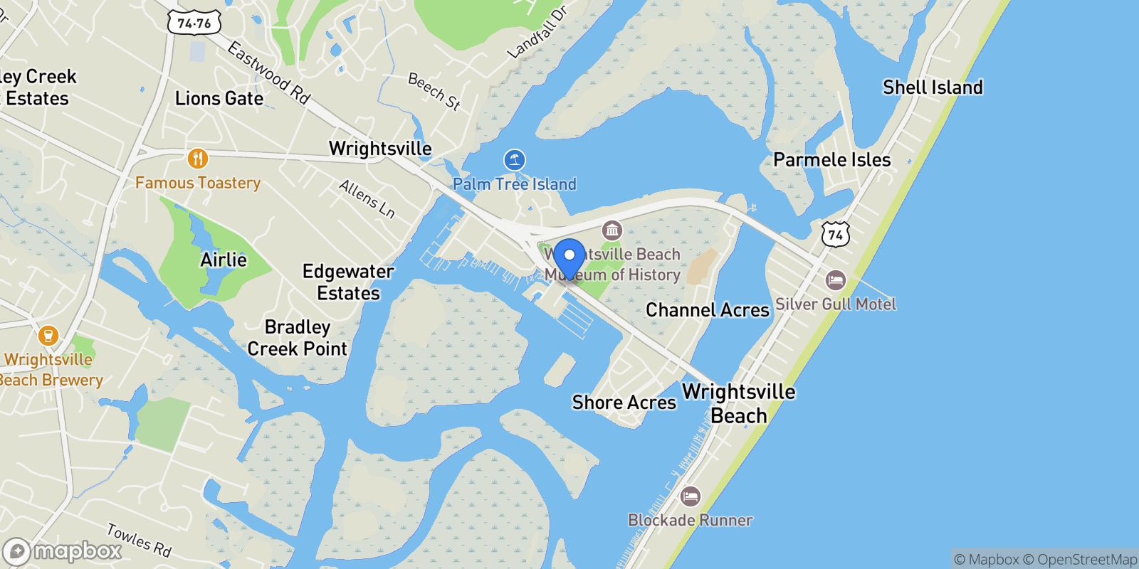 Map showing 322 Causeway Drive Ste 702 , Wrightsville Beach, NC 28480, Wrightsville Beach, North Carolina, United States.