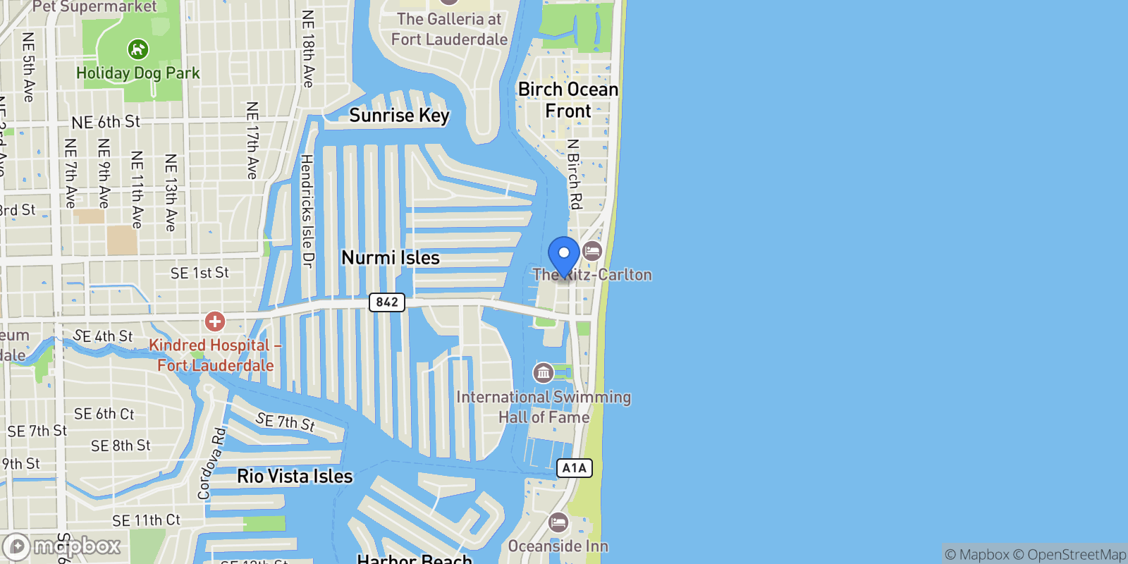 Map showing 100 S Birch Rd Unit# 906B, Fort Lauderdale, FL 33316, Fort Lauderdale, Florida, United States.