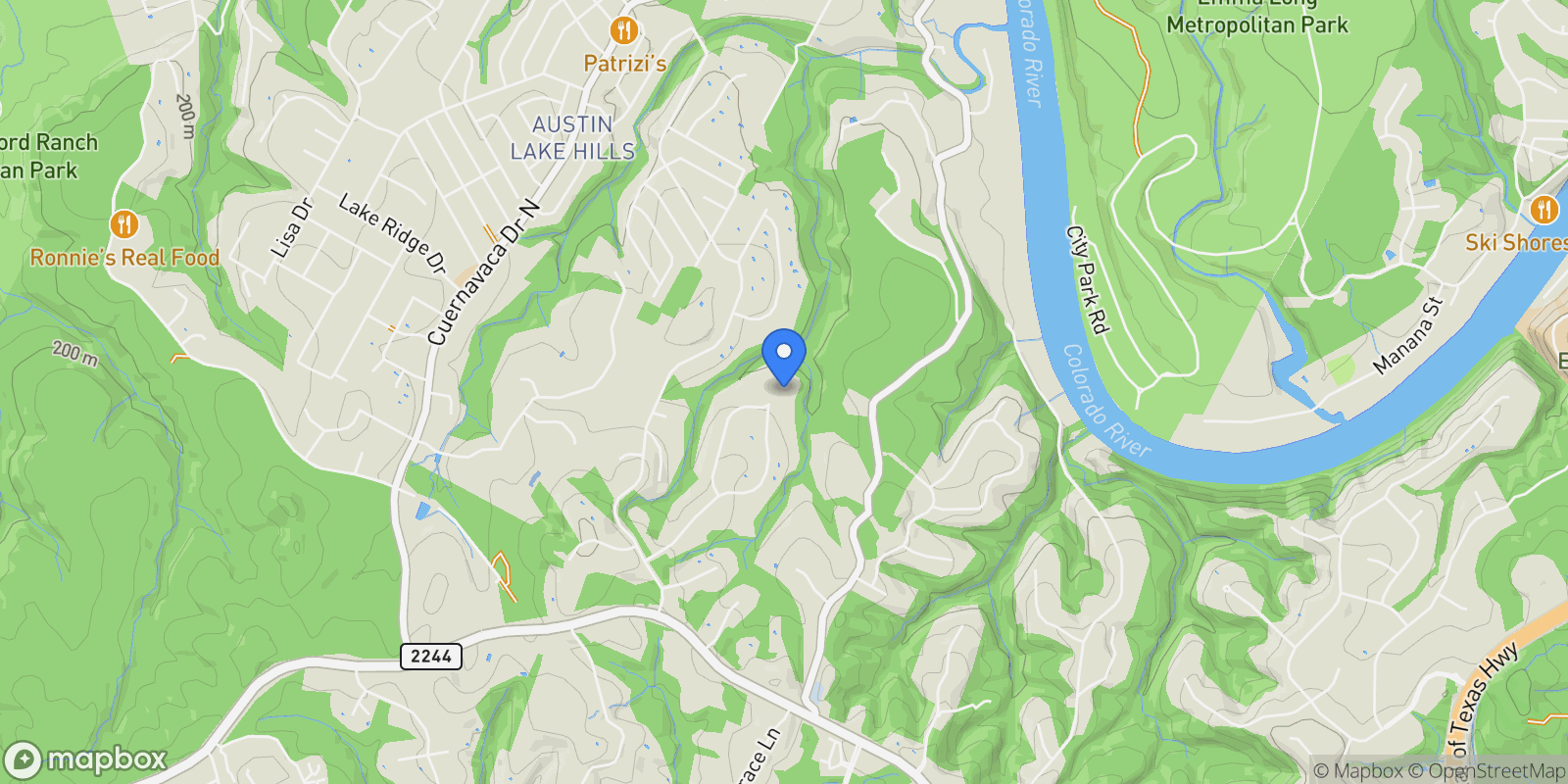 Map showing 457 BRANDON WAY, Austin, Texas, United States.