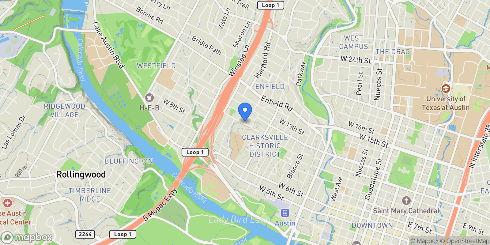 Map showing 1712 W 10th ST W, Austin, Texas, United States.